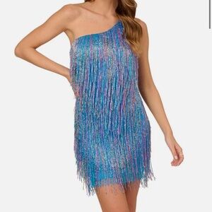 Liv Foster Beaded One-Shoulder Dress